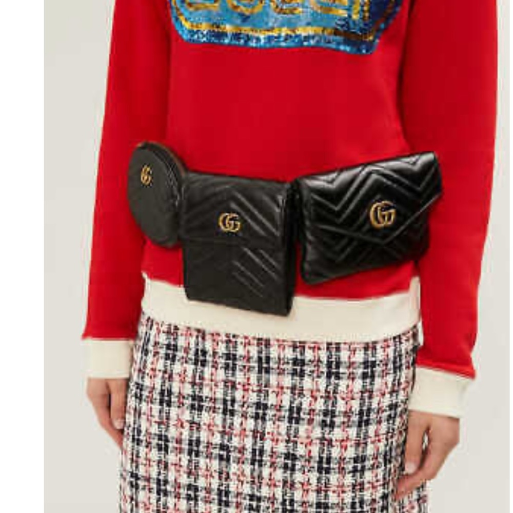 Gucci marmot messenger belt bag black
